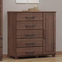 Cômoda Sapateira 5 Gavetas 1 Porta Ouro Café Madeira Pinus - Finestra