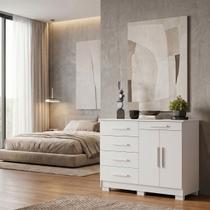 Cômoda Sapateira 5 Gavetas 2 Portas Multiuso Móvel Quarto Branco