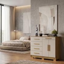 Cômoda Sapateira 5 Gavetas 2 Portas Multiuso Móvel Quarto Nature Fendi