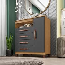 Cômoda Sapateira Ambiente Catar Carvalho Americano Grafite - Incorplac Cômoda Sapateira Ambiente Catar Carvalho Americano Grafite - Incorplac