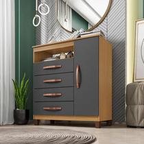 Cômoda Sapateira Ambiente Catar Carvalho Americano Grafite - Incorplac Cômoda Sapateira Ambiente Catar Carvalho Americano Grafite - Incorplac