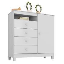 Cômoda Sapateira Aquarela Baby 1 Porta 4 Gavetas Branco Clique Chique