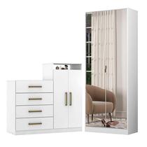 Cômoda Sapateira Áurea e Armário Multiuso Grife Branco Demóbile Cômoda Sapateira Áurea e Armário Multiuso Grife Branco Demóbile