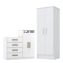 Cômoda Sapateira Áurea e Armário Multiuso Viena Branco Demóbile