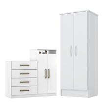 Cômoda Sapateira áurea E Armário Multiuso Viena Branco Demóbile