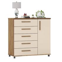 Cômoda Sapateira Barcelona 5 Gavetas Amêndoa Off White Cômoda Sapateira Barcelona 5 Gavetas Amêndoa Off White