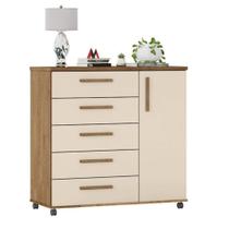 Cômoda Sapateira Barcelona 5 Gavetas Amêndoa Off White