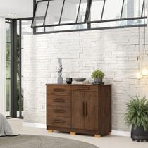 Cômoda Sapateira Batel 5 Gavetas 2 Porta de Bater com Prateleira Nogueira G98 - Gran Belo