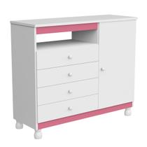 Cômoda Sapateira Bebê Baby Bela 1 Porta 4 Gavetas Grandes Reforçada Armário Multifuncional Corrediça Telescópicas
