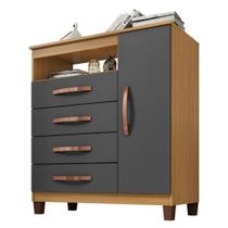 Cômoda Sapateira Cannes Carvalho Americano Grafite - Incorplac