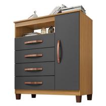 Cômoda Sapateira Catar Carvalho Americano Grafite - Incorplac Cômoda Sapateira Catar Carvalho Americano Grafite - Incorplac