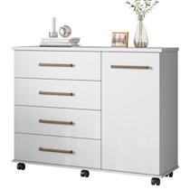Cômoda Sapateira Clara c/ Rodízios 4 Gavetas Branco - Mercado dos Móveis Cômoda Sapateira Clara c/ Rodízios 4 Gavetas Branco - Mercado dos Móveis