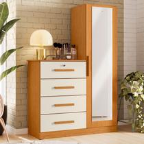 Cômoda Sapateira com Espelho 4 Gavetas 1 Porta Cancun Espresso Móveis Cômoda Sapateira com Espelho 4 Gavetas 1 Porta Cancun Espresso Móveis