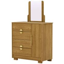 Cômoda Sapateira Com Espelho Para Quarto 1 Porta 4 Gavetas Paraty V01 Nature - Lyam Decor Cômoda Sapateira Com Espelho Para Quarto 1 Porta 4 Gavetas Paraty V01 Nature - Lyam Decor