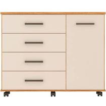 Cômoda Sapateira Cora 1 Porta 4 Gavetas MDF MDP Cinamomo-off White Demóbile