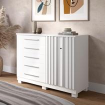 Cômoda Sapateira Croácia 2 Portas Ripada Com Chave 5 Gavetas 100% MDF Linhamobília