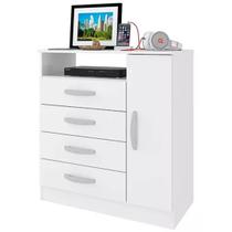 Cômoda Sapateira Delta 4 Gavetas 1 Porta Atualle Cor Branco Cômoda Sapateira Delta 4 Gavetas 1 Porta Atualle Cor Branco