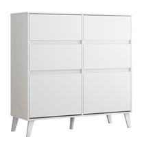 Cômoda Sapateira Dora 04 gavetas e 02 portas basculantes Branco - Móveis Albatroz Cômoda Sapateira Dora 04 gavetas e 02 portas basculantes Branco - Móveis Albatroz