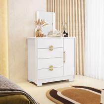 Cômoda Sapateira Flex Vollard 4 Gavetas 1 Espelho 1 Porta e Prateleira Branco/Terracota G98 - Gran Beloo Cômoda Sapateira Flex Vollard 4 Gavetas 1 Espelho 1 Porta e Prateleira Branco/Terracota G98 - Gran Beloo