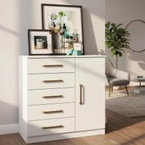 Comoda Sapateira Gaveteiro Milão 5 Gavetas 1 Porta MDP Quarto Casal