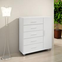 Cômoda Sapateira Gaveteiro Multiuso 1 Porta 5 Gavetas Branco