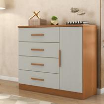 Cômoda Sapateira Genova Plus 1 Porta 4 Gavetas Bege/Cinamomo/Areia