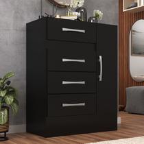 Cômoda Sapateira Grande 4 Gavetas 1 Porta Preto Cômoda Sapateira Grande 4 Gavetas 1 Porta Preto