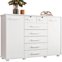 Cômoda Sapateira Grande Para Quarto 7 Gavetas 2 Portas Mdp-mdf Santana Branco Cômoda Sapateira Grande Para Quarto 7 Gavetas 2 Portas Mdp-mdf Santana Branco