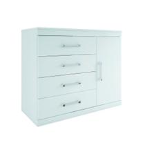 Cômoda Sapateira Havana Plus Flex Branco Branco/Fúcsia 4 Gavetas 1 Porta - Santos Andirá