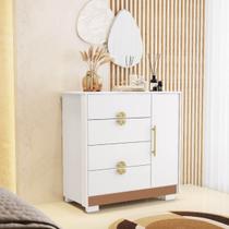 Cômoda Sapateira Ilha Bela 4 Gavetas 1 Porta Branco/Camarim - Vila Rica