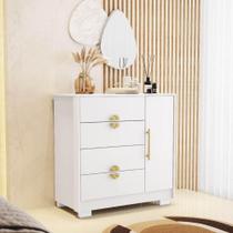 Cômoda Sapateira Ilha Bela 4 Gavetas 1 Porta Branco - Vila Rica Cômoda Sapateira Ilha Bela 4 Gavetas 1 Porta Branco - Vila Rica