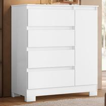 Cômoda Sapateira Infantil 01 Porta e 04 Gavetas Olímpia Branco/ Rosa/ Azul / Titanium Cômoda Sapateira Infantil 01 Porta e 04 Gavetas Olímpia Branco/ Rosa/ Azul / Titanium