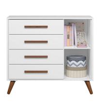 Cômoda Sapateira Infantil 1 Porta 4 Gavetas Q Encanto Retrô Branco