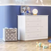 Cômoda Sapateira Infantil 4 Gavetas 1 Porta Doce Sonho MDF cor: branco Cômoda Sapateira Infantil 4 Gavetas 1 Porta Doce Sonho MDF cor: branco