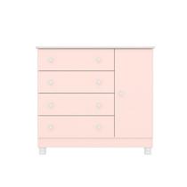 Cômoda Sapateira Infantil 4 Gavetas 1 Porta Doce Sonho MDF cor: branco