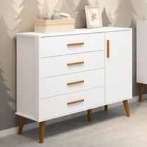 Cômoda Sapateira Infantil 4 Gavetas 1 Porta Isis Móveis Reller Branco