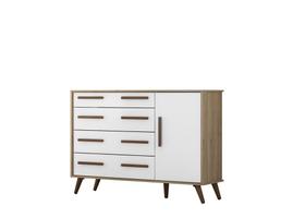 Cômoda Sapateira Infantil 4 Gavetas Retro Carvalho/Branco