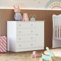 Cômoda Sapateira Infantil Alice 1 Porta 4 Gavetas - Bela Móveis Cômoda Sapateira Infantil Alice 1 Porta 4 Gavetas - Bela Móveis