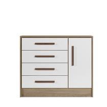 Cômoda Sapateira Infantil Beijinho 1 Porta c/ 4 Gavetas Carvalho/Branco - Mercado dos Móveis