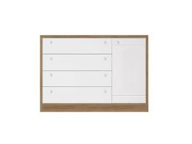 Comoda Sapateira Infantil Bonny 4 Gavetas e 1 Porta Branco Fosco / Mezzo Fosco - Reller