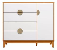 Cômoda Sapateira Infantil Com 1 Porta E 4 Gavetas Cinamomo Branco - Móveis Albatroz