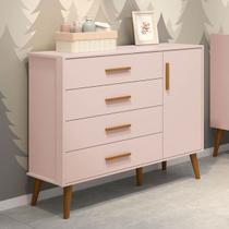 Comoda Sapateira Infantil Isis 4 Gavetas e 1 Porta Rosa Fosco - Reller Comoda Sapateira Infantil Isis 4 Gavetas e 1 Porta Rosa Fosco - Reller