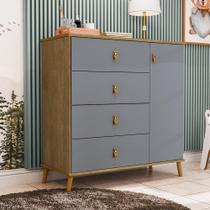 Cômoda/sapateira Infantil Jujuba 4 Gavetas Cinza/Nature