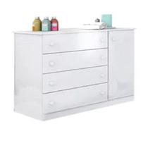 Cômoda Sapateira Infantil Maria Branco 4 Gavetas e 1 Porta - Bela Móveis Cômoda Sapateira Infantil Maria Branco 4 Gavetas e 1 Porta - Bela Móveis