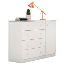Cômoda Sapateira Infantil Old Clean 100% MDF Branco 4 Gavetas - Bela Móveis