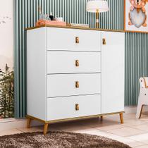 Comoda Sapateira Jujuba em Mdf Branco e Nature