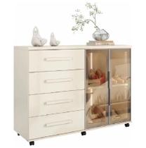 Cômoda Sapateira Lady com Led 4 Gavetas 2 Portas Reflecta J e a Cômoda Sapateira Lady com Led 4 Gavetas 2 Portas Reflecta J e a