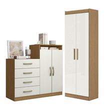 Cômoda Sapateira Londres 2004142 e Armário Multiuso 2000191 Atacama Off White - Aramóveis