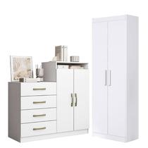 Cômoda Sapateira Londres 2004142 e Armário Multiuso 2000191 Branco Brilho - Aramóveis