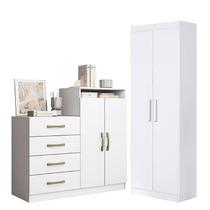 Cômoda Sapateira Londres 2004142 e Armário Multiuso 2000191 Branco Tx - Aramóveis